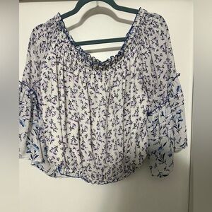 Free People Blue and White Floral Blouse